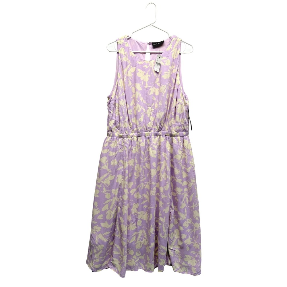 NWT Lane Bryant Dress Floral Sleeveless Elastic Waist 18 Purple Women